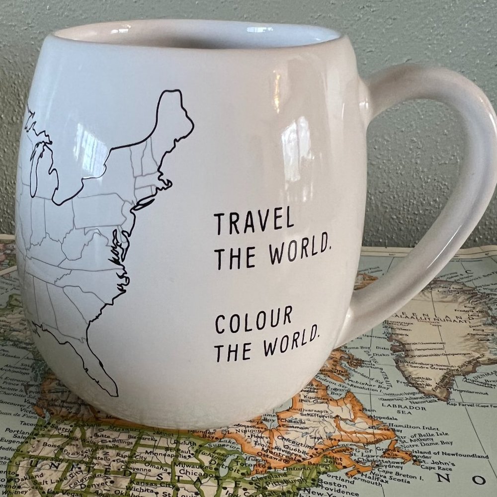 TROUVAILLE United States Color In Map Mug Learn Geography USA Map Cup Gift